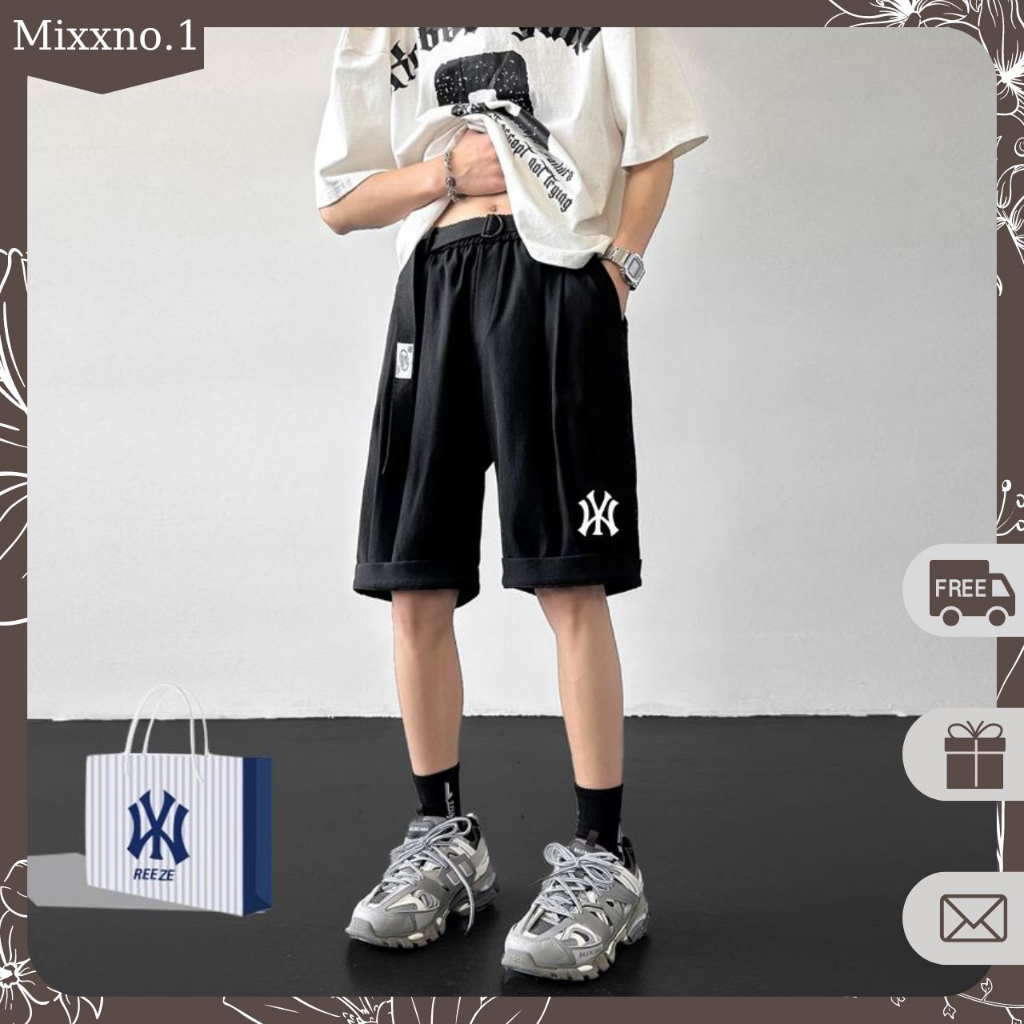 Quần Short Gấp Gấu Vải Tuyết Mưa Cao Cấp Phối Đai Lưng Họa Tiết N_Y Thời Trang Mixxno.1 SHORT 055