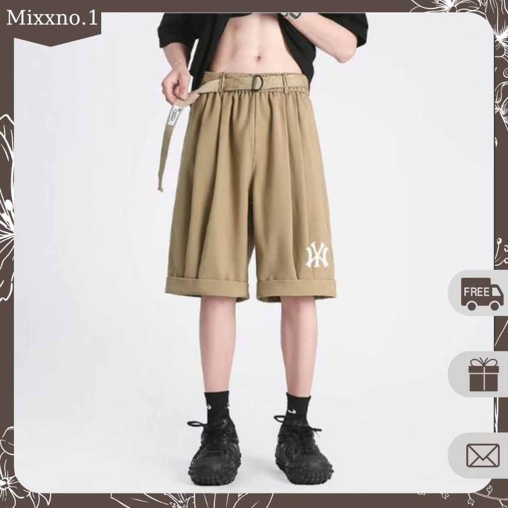 Quần Short Gấp Gấu Vải Tuyết Mưa Cao Cấp Phối Đai Lưng Họa Tiết N_Y Thời Trang Mixxno.1 SHORT 055