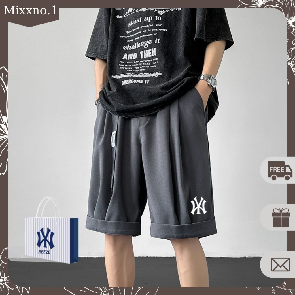 Quần Short Gấp Gấu Vải Tuyết Mưa Cao Cấp Phối Đai Lưng Họa Tiết N_Y Thời Trang Mixxno.1 SHORT 055