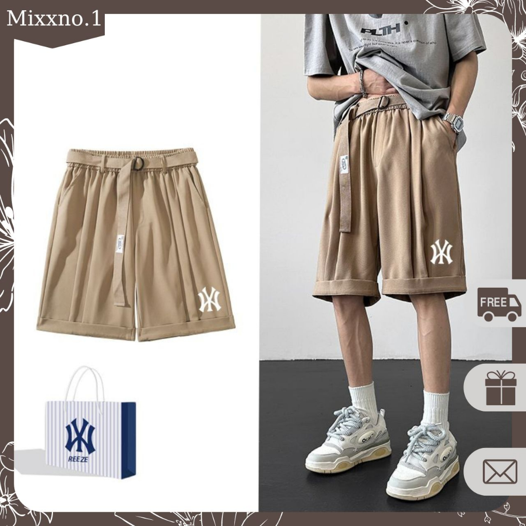 Quần Short Gấp Gấu Vải Tuyết Mưa Cao Cấp Phối Đai Lưng Họa Tiết N_Y Thời Trang Mixxno.1 SHORT 055