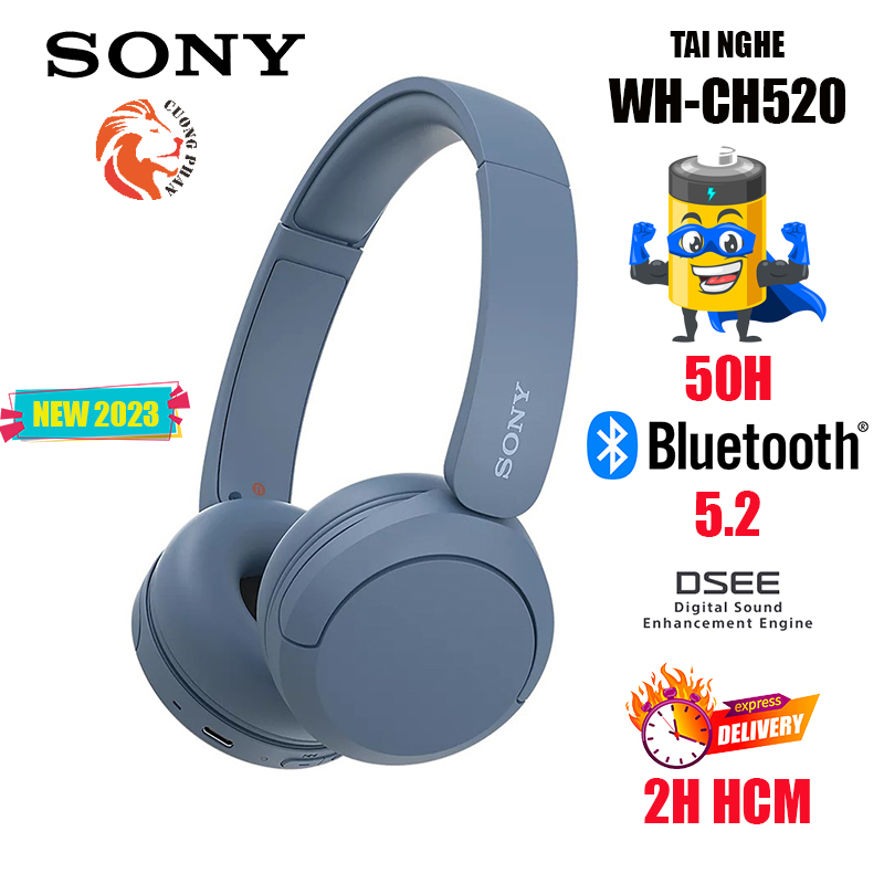 Tai Nghe Bluetooth Chụp Tai Có Mic Sony WH-CH520 - Pin 50H - Âm Thanh Mạnh Mẽ - DSEE - Driver 30mm - Bluetooth 5.2