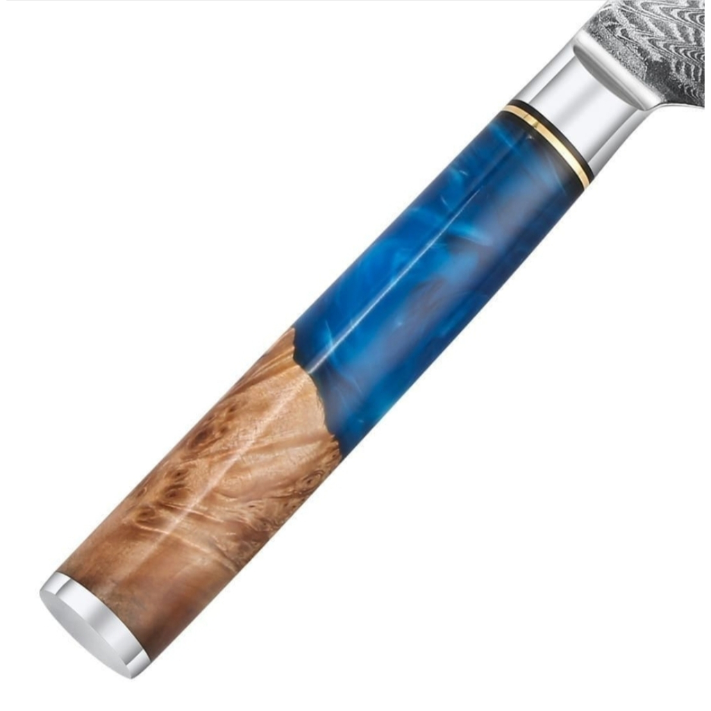 Bộ Dao Damacus 3 Món Full Hộp Gỗ,Loại Thép Damacus 67 lớp, Lõi thép VG10 Carbon Cao Cấp.