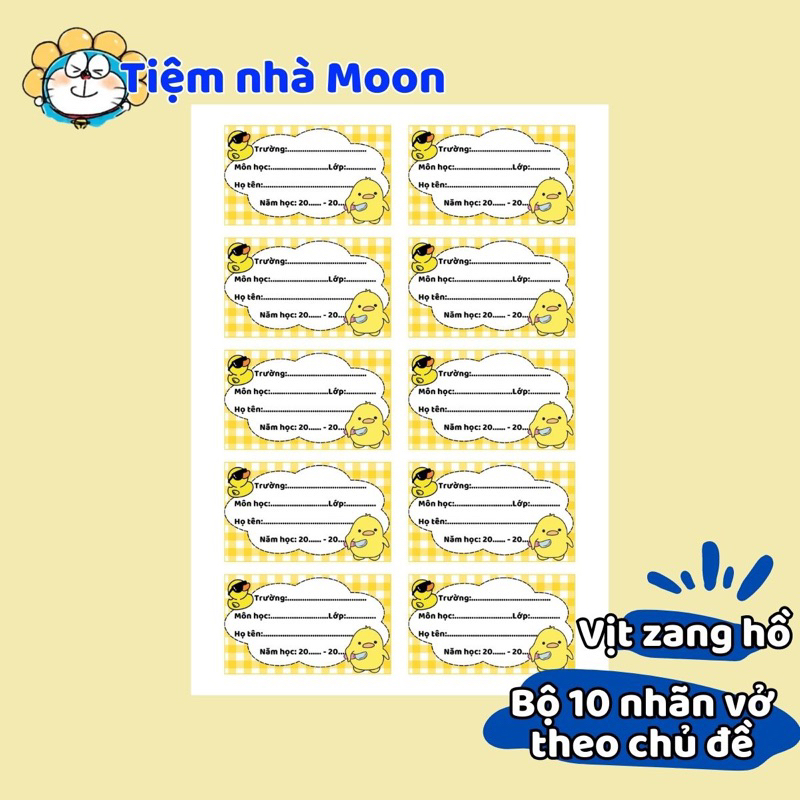 Bộ 10 nhãn vở gấu dâu, Kuromi, Bơ, Doremon