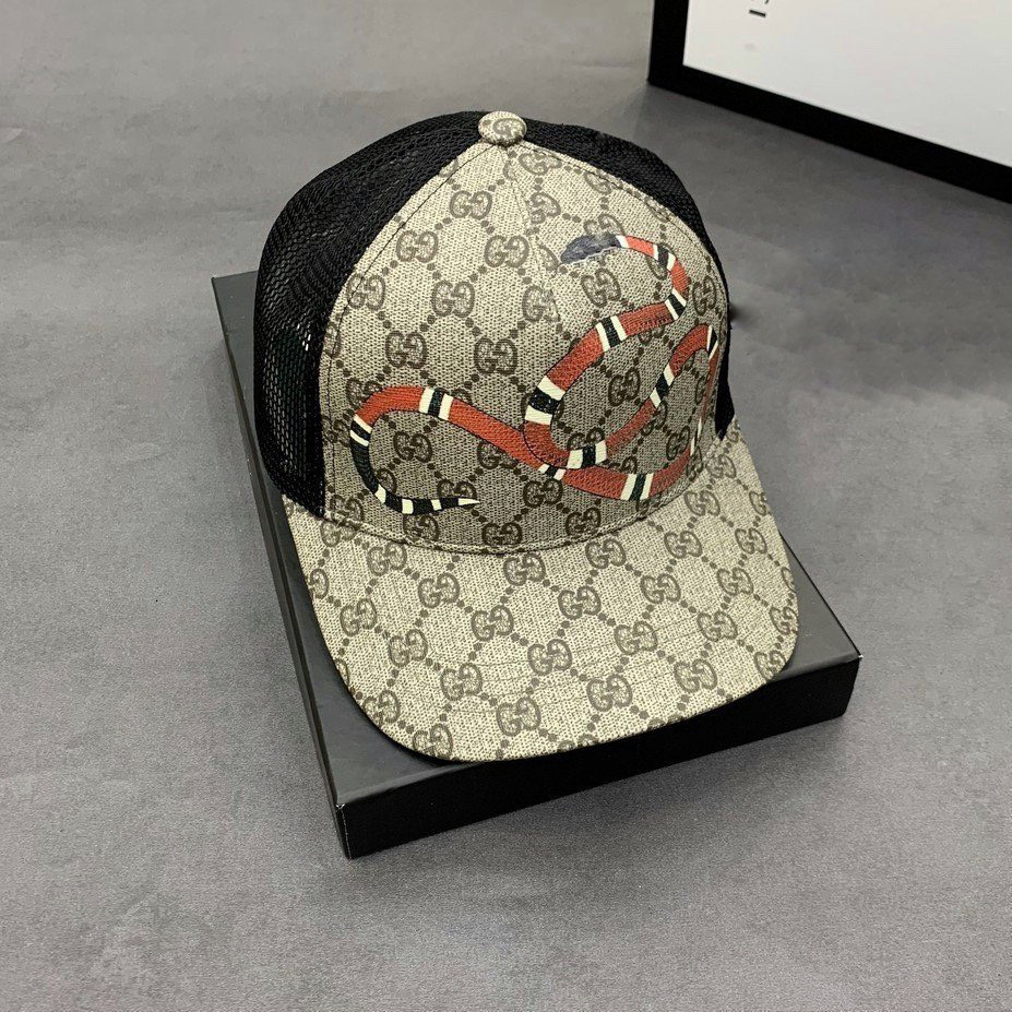 Nón kết, mũ lưỡi trai nam nữ Gucci Ong vải Kaki đẹp form chuẩn