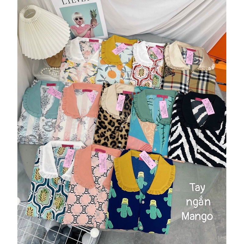 Pyjama Tay Ngắn Quần Dài Lụa Mango
