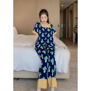 Pyjama Tay Ngắn Quần Dài Lụa Mango