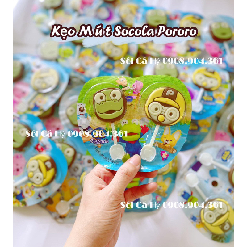 Sét 2 cây kẹo mút Pororo Hàn Quốc- cho bé Sói Cá Hý