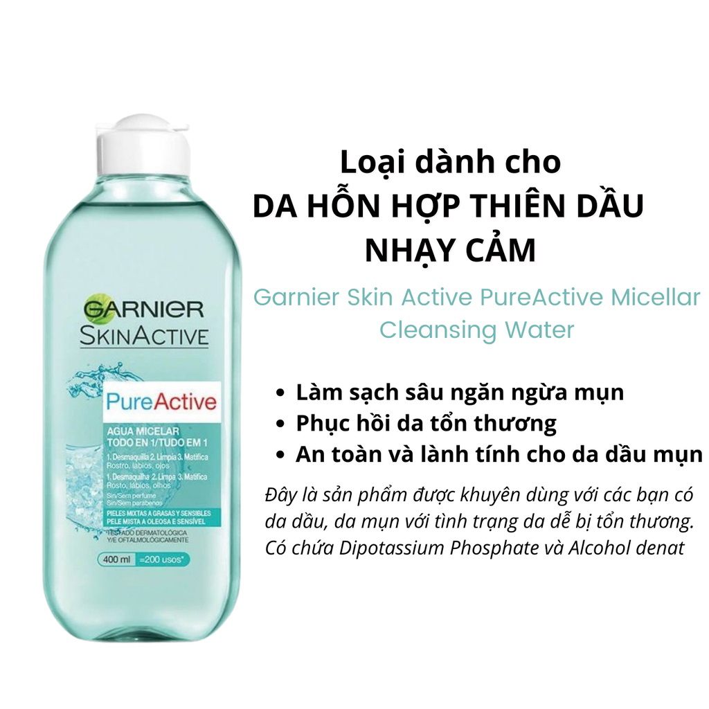 Nước Tẩy Trang Cho Mọi Loại Da Garnier Micellar Cleansing Water 400ml