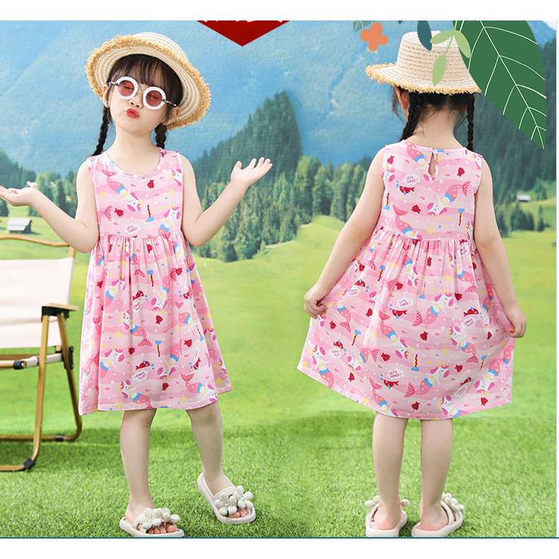 Váy Bé Gái Đầm Cho Bé Mặc Hè Nhiều Mẫu Họa Tiết ,Quảng Châu Loại 1 Vải Lanh Thoáng Mát Mềm Mại