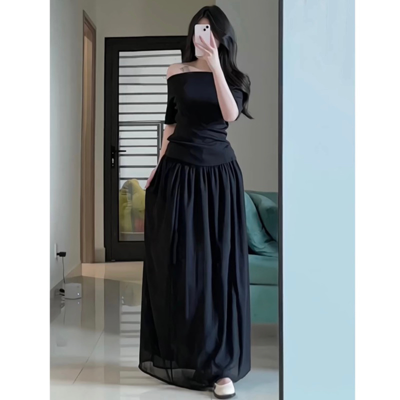 Chân Váy Suông Chất Đũi Tơ Mềm, Chân Váy Nữ Dáng Dài