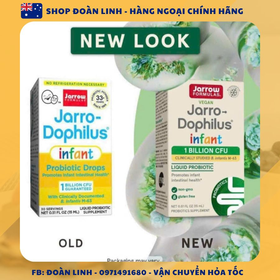 Men đẩy đờm Jarrow 15ml, Men đẩy đờm Probiotic Acidophilus Jarro dophilus Jarrow Mỹ cho bé, Date xa