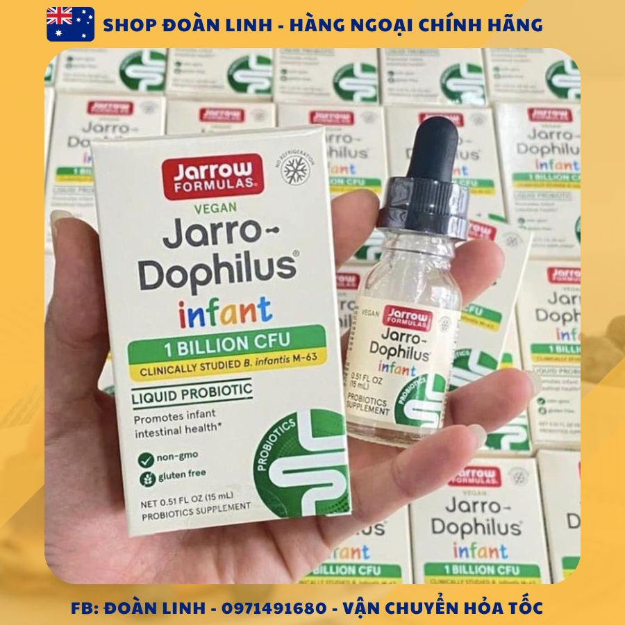 Men đẩy đờm Jarrow 15ml, Men đẩy đờm Probiotic Acidophilus Jarro dophilus Jarrow Mỹ cho bé, Date xa