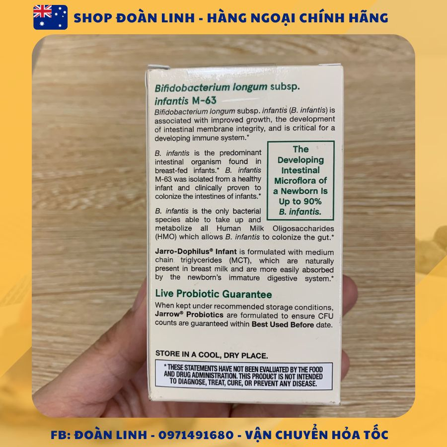 Men đẩy đờm Jarrow 15ml, Men đẩy đờm Probiotic Acidophilus Jarro dophilus Jarrow Mỹ cho bé, Date xa