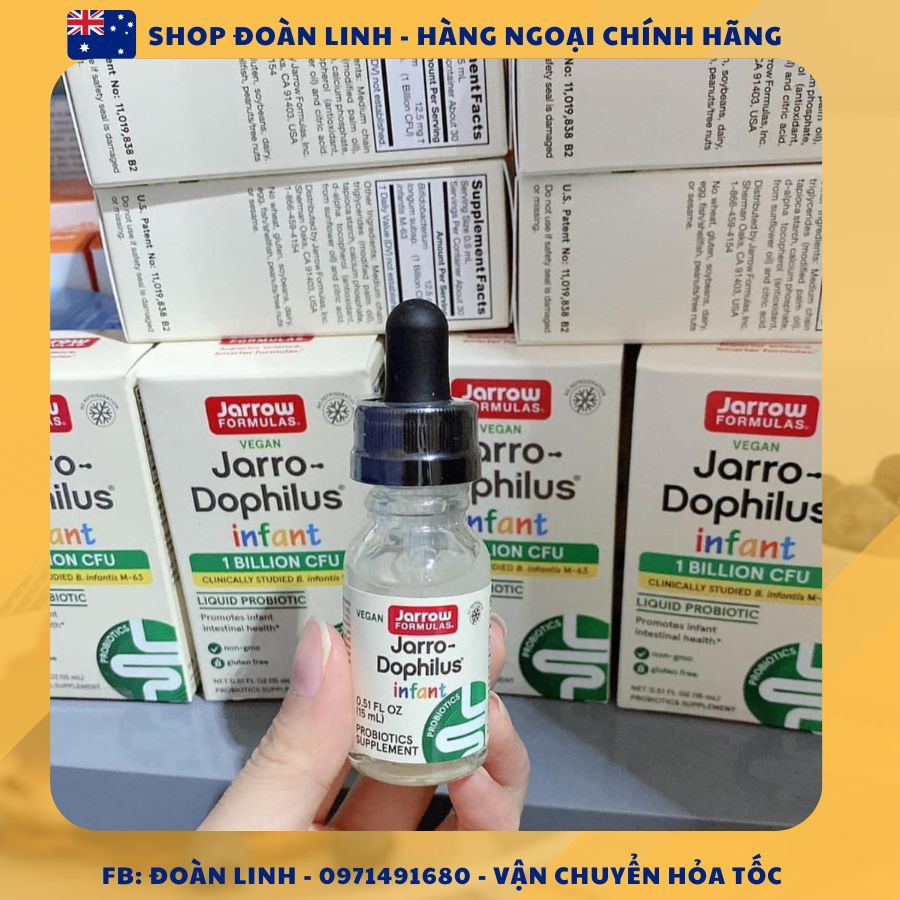 Men đẩy đờm Jarrow 15ml, Men đẩy đờm Probiotic Acidophilus Jarro dophilus Jarrow Mỹ cho bé, Date xa