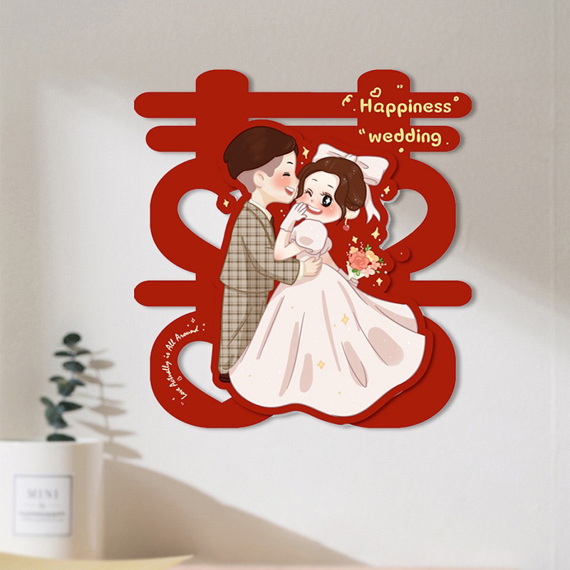 SONG HỶ DÁN TƯỜNG TRANG TRÍ ĐÁM CƯỚI