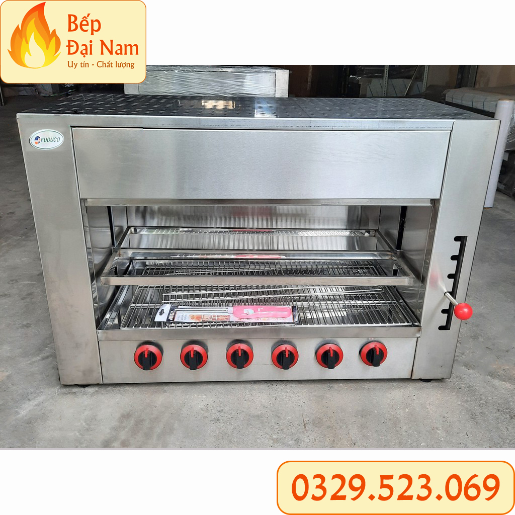 Bếp nướng không khói, lò nướng thịt salamander 6 họng gas