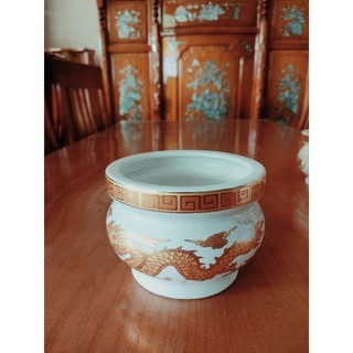 Bát hương lư hương gốm sứ trắng hoa văn rồng vàng giá rẻ