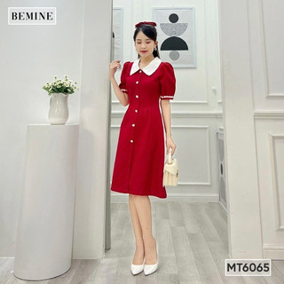 Đầm phối cổ bèo đính nút BEMINE MT6065