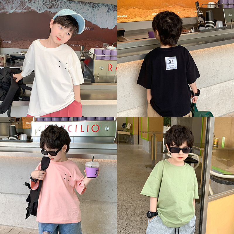 Áo Phông Cộc Tay Trơn Số 27 (Sau Lưng) Cho Bé Trai Bé Gái - Shop Quần Áo Trẻ Em Phong Cách Hàn Quốc Moy Kids