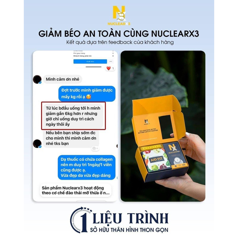 Viên Uống Giảm Cân Nuclearx3 Collagen Đẹp Da | Bản Mới Kèm Quà Tặng
