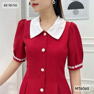 Đầm phối cổ bèo đính nút BEMINE MT6065