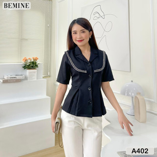 Áo kiểu cổ giả vest phối viền BEMINE A402