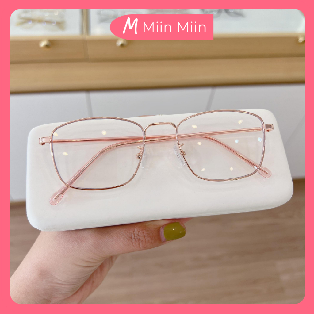 Gọng kính cận kim loại MIIN MIIN EYEWEAR gọng kính vuông nhỏ nam nữ viền mảnh thanh nhẹ dễ đeo 8818