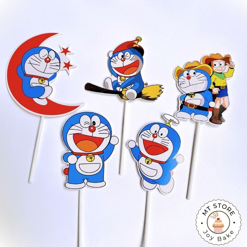 Set cắm giấy doremon trang trí bánh kem