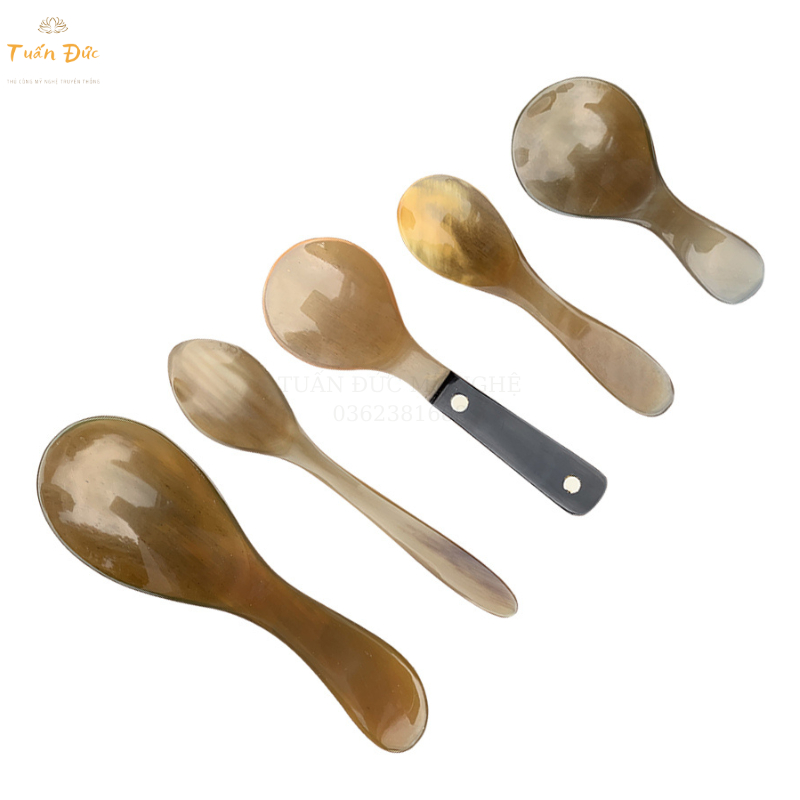 Thìa muỗng bằng sừng (đủ mẫu) xúc gia vị /cafe /trà - giúp gia vị không mất mùi- Tuấn Đức Mỹ Nghệ