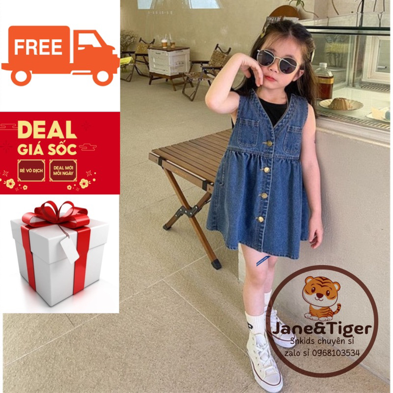 Giá sỉ váy Jean, váy bò dáng babydoll bé gái