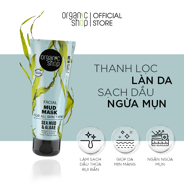 Mặt Nạ Bùn Thanh Lọc Da Se Khít Lỗ Chân Lông Tảo Biển ORGANIC SHOP Algae & Sea Mud Face Mask 75ml