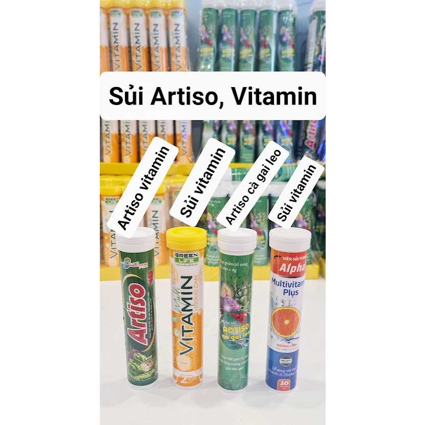 Tuýp 20 viên sủi Artiso Multi Vitamin 4g Thanh nhiêt, giải độc, lợi tiểu, mát gan