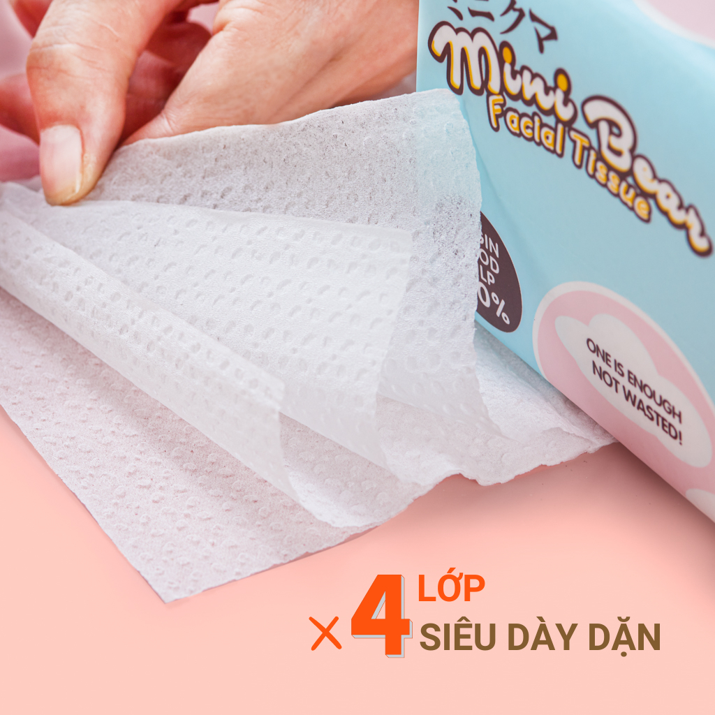 khăn giấy Minibear cho bé, Thùng 30 gói giấy ăn rút, 100% bột gỗ nguyên sinh, không mùi, giấy cao cấp cho mẹ và bé