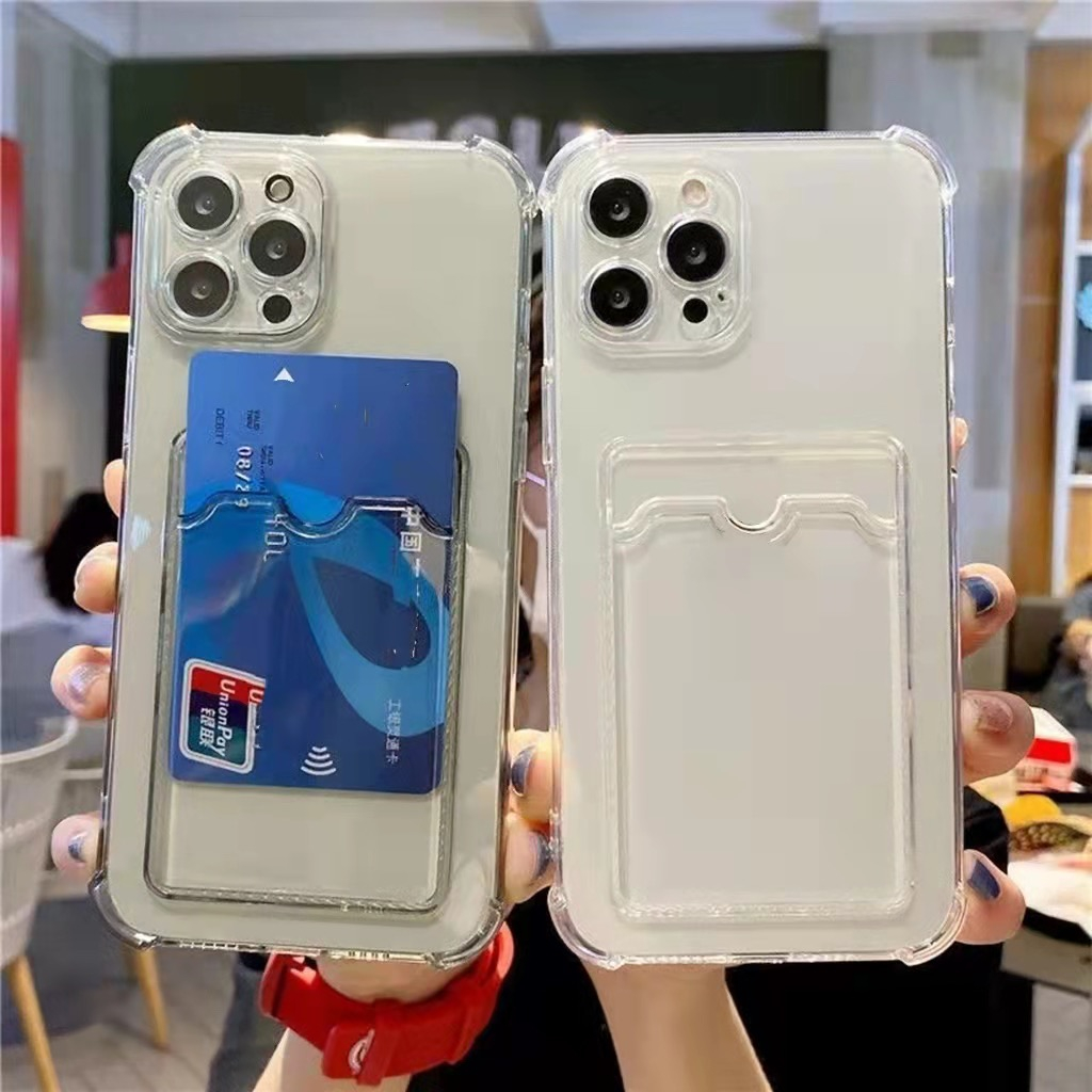 Ốp Điện Thoại Màu Trơn Có Ngăn Đựng Thẻ Cho iPhone 6 /7/ 8plus / x/ xsmax 11 12 13 14 pro max