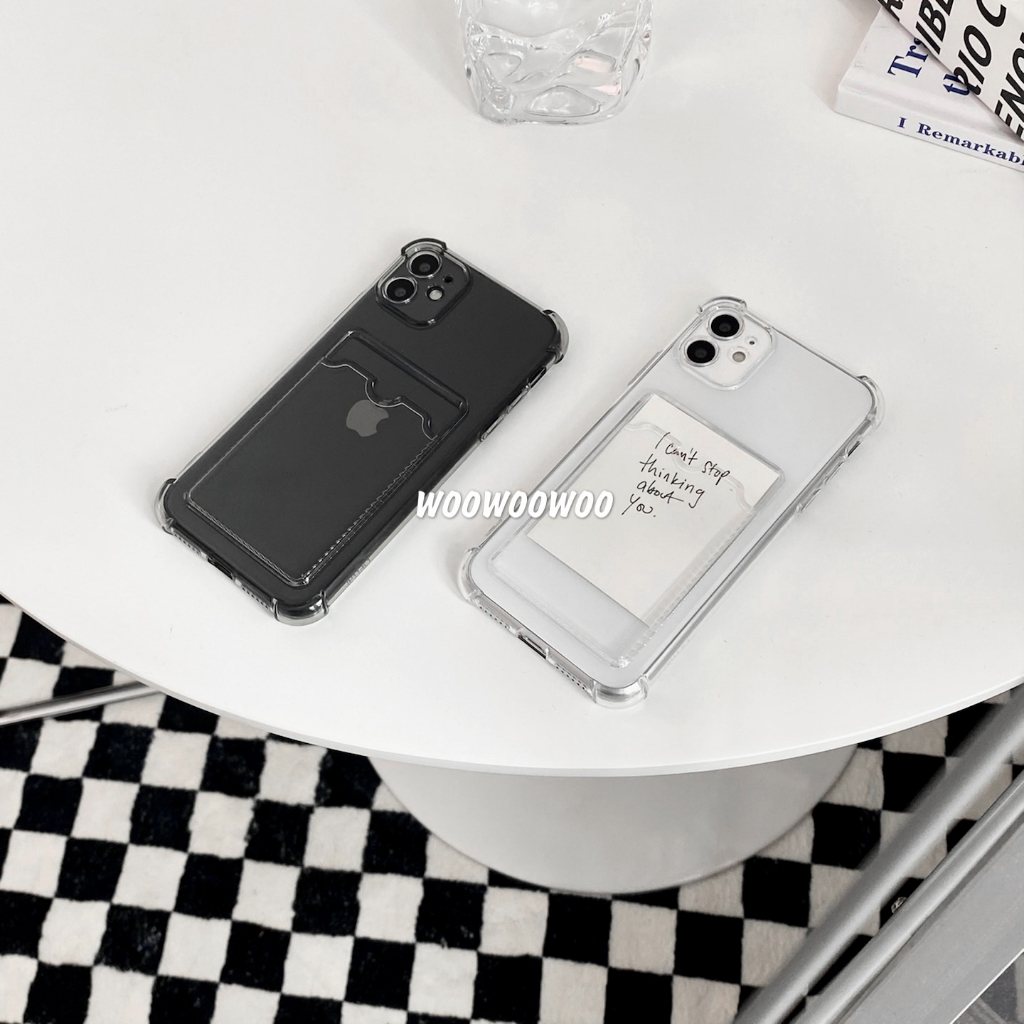 Ốp Điện Thoại Màu Trơn Có Ngăn Đựng Thẻ Cho iPhone 6 /7/ 8plus / x/ xsmax 11 12 13 14 pro max