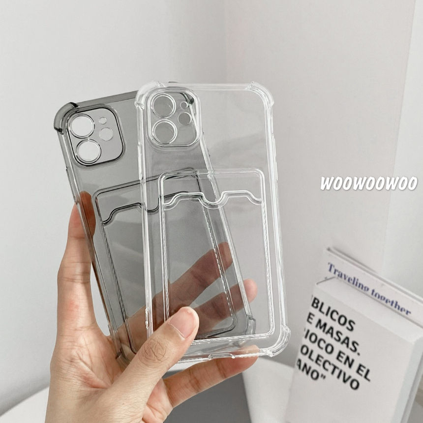 Ốp Điện Thoại Màu Trơn Có Ngăn Đựng Thẻ Cho iPhone 6 /7/ 8plus / x/ xsmax 11 12 13 14 pro max