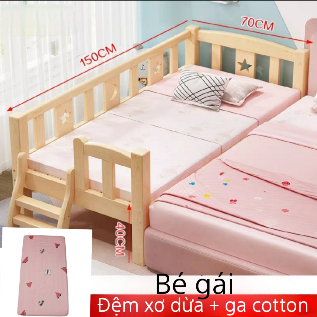 Giường ngủ cho bé, giường ghép SIZE 150x70cm ,168x88cm  quây 3 mặt,4 mặt ghép giường cha mẹ, chất liệu gỗ thông