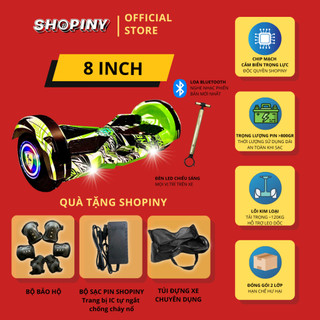 Xe Điện Cân Bằng 8 inch- Hai Bánh Lớn-  Đồ Chơi Trẻ Em- Phát nhạc Bluetooth- Có Đèn Led
