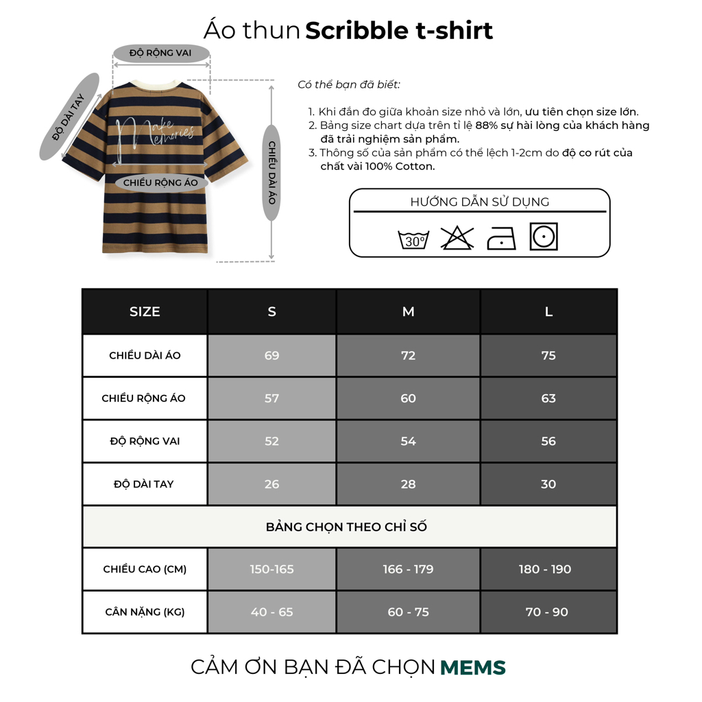 Áo thun sọc nam nữ in chữ cổ tròn unisex Sribble T-shirt MEMS