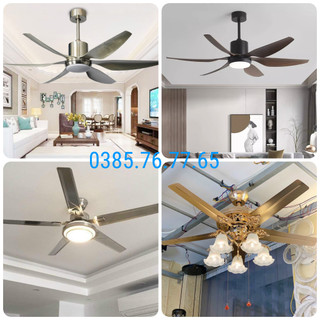 Quạt trần đèn 6 cánh 1.67m, đèn 3 chế độ, điều khiển từ xa, Đảo chiều (Bảo hành 10 năm) + Tặng móc cao su treo