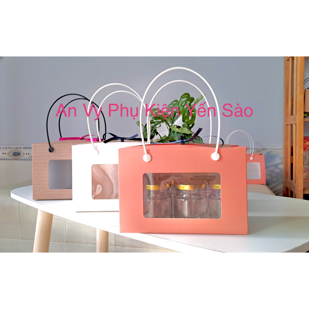 TÚI GIẤY KRAFT YẾN SÀO ĐỰNG 6 HŨ 70ML THUỶ TINH