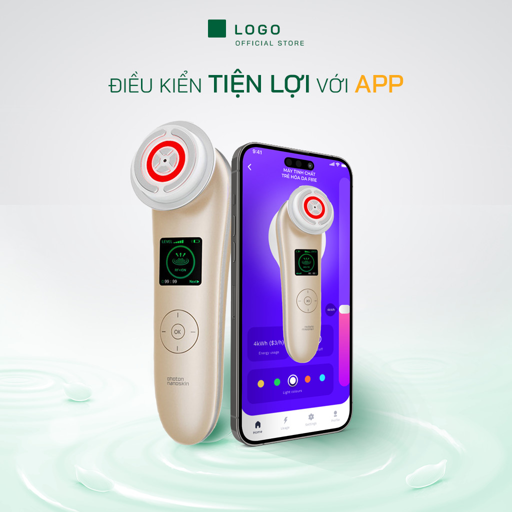 Máy nâng cơ trẻ hoá da thông minh 9IN1 NanoTime Beauty F81E Shop HT Beauty, công nghệ Photon RF có kết nối bluetooth