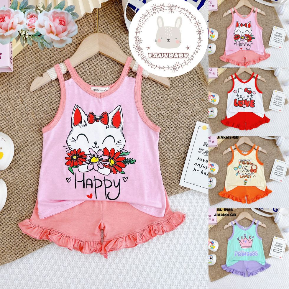 Bộ Ba Lỗ Áo Dây Bé Gái MINKY MOM Chính Hãng Thun Lạnh Kiểu Dáng Đáng Yêu Cho Bé 0 1 2 3 4 5 Tuổi - Favybaby