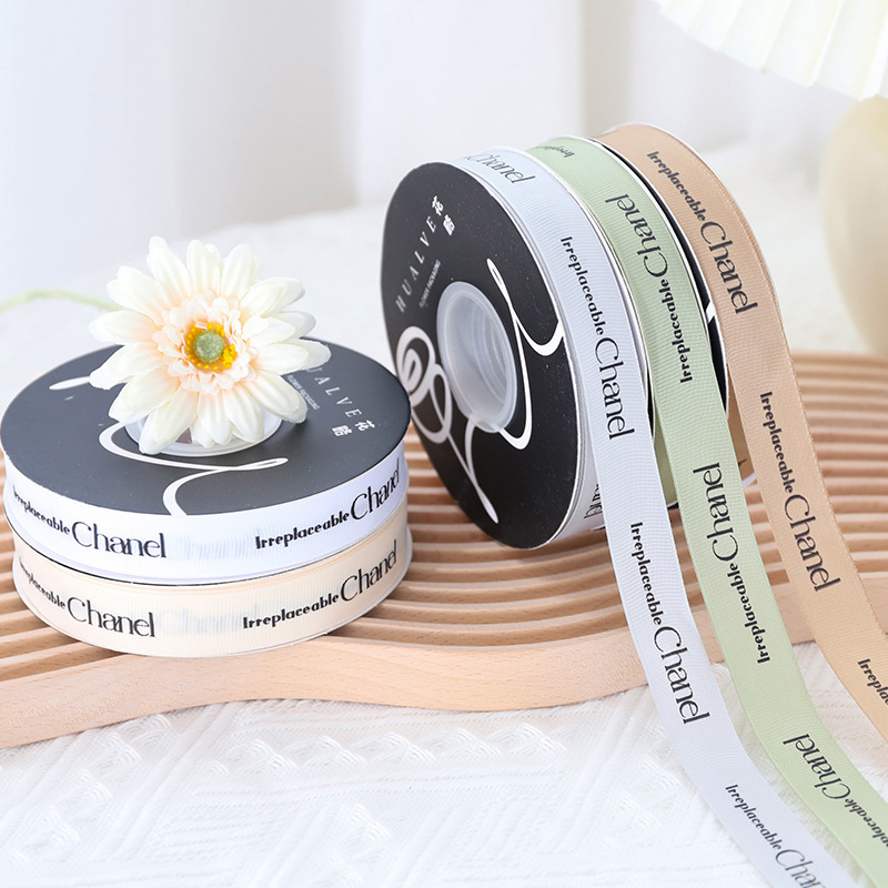 Ruybăng / ri băng/ ribbon chữ "best for you"- "love you" ruy băng họa tiết gói hoa thương hiệu bán theo mét
