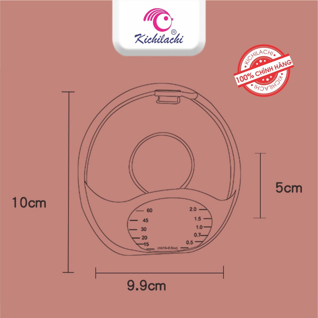 Hộp 2 cốc hứng sữa, phễu hứng sữa chống tràn silicon cao cấp, nhựa PP an toàn tiện lợi Kichilachi