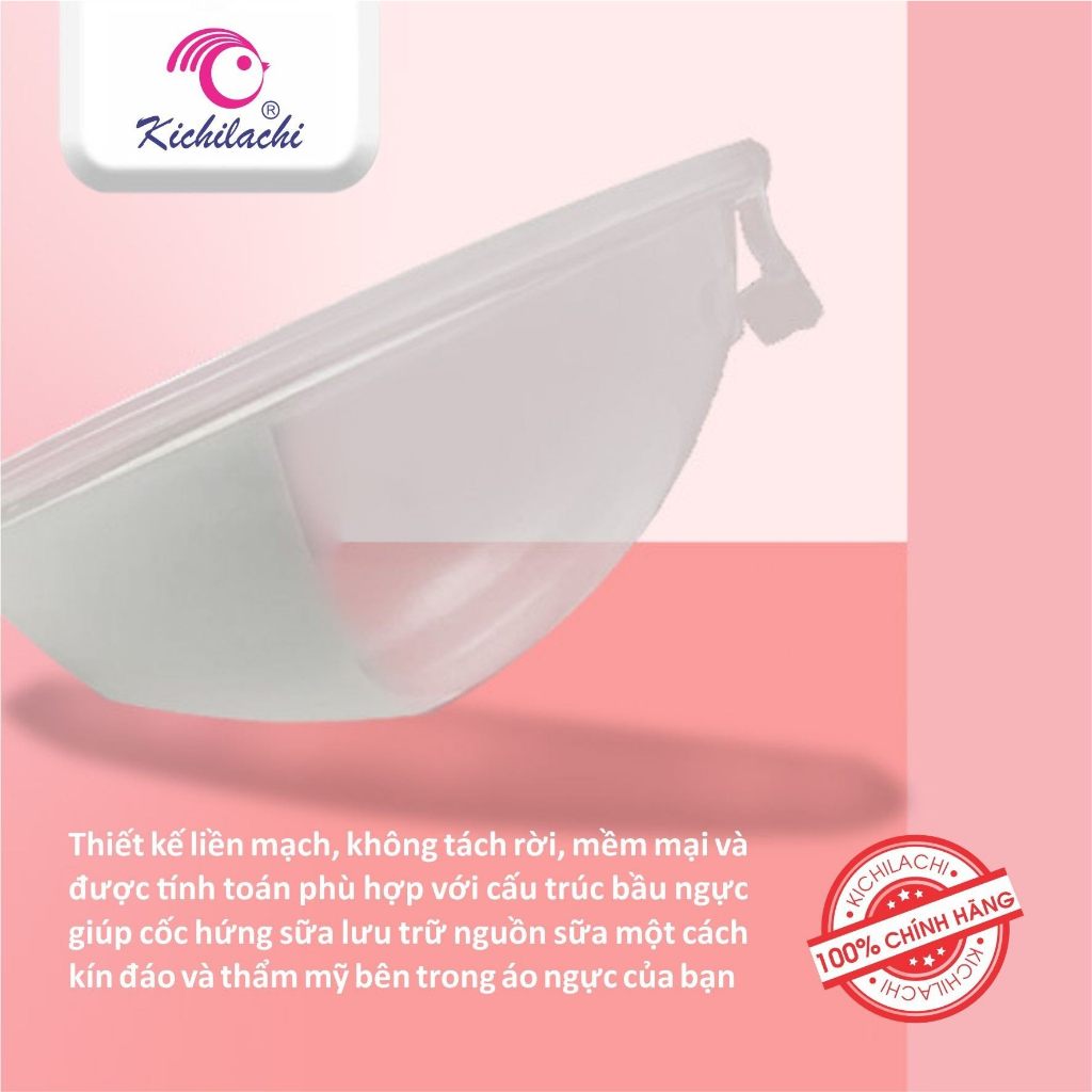 Hộp 2 cốc hứng sữa, phễu hứng sữa chống tràn silicon cao cấp, nhựa PP an toàn tiện lợi Kichilachi