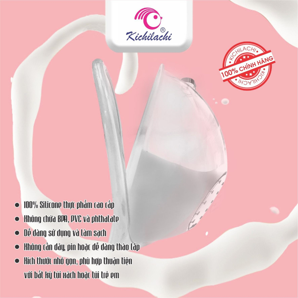 Hộp 2 cốc hứng sữa, phễu hứng sữa chống tràn silicon cao cấp, nhựa PP an toàn tiện lợi Kichilachi
