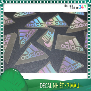 [Decal nhiệt] Logo Adidas, Nike hiệu ứng phản quang 7 màu tối Hologram