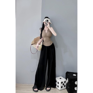 Set Áo Kèm Quần Ống Rộng thun Lụa Dẻo