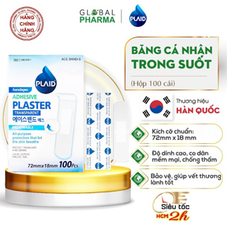 Băng keo cá nhân trong suốt Ace Band-S Transparent size 72mm x 18mm  Hộp